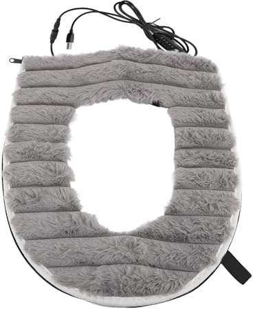 Cocoarm Copertura per Water con Sedile Riscaldato Alimentata USB Riscaldatore per Water 5 Regolazioni di Temperatura con Doppio Strato Impermeabile in PU per Calore Invernale in Bagno (GRAY)