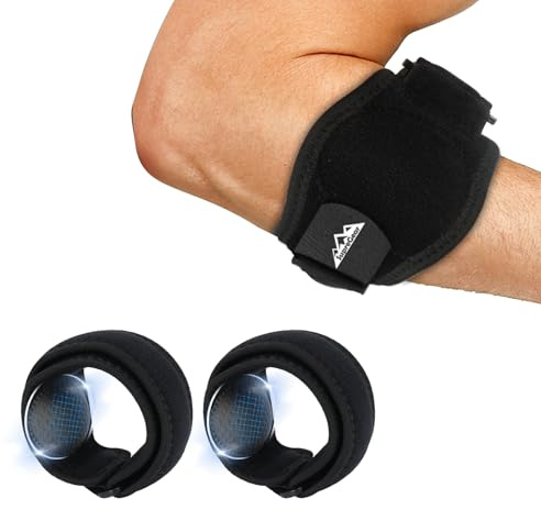 supregear Codera para Hombres y Mujeres, Protector de Antebrazo para Tenis y Golf, Correa Ajustable con Almohadillas de Compresión, Banda Suave para Deporte y Uso Diario, Negro (2 Paquetes)