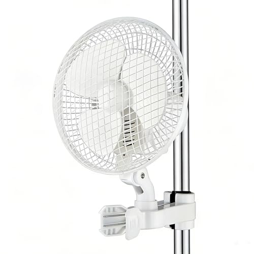 Hoyiyobi Grow Ventilator mit Clip, 20W Oszillierender Lüfter mit 2-Geschwindigkeiten, 1.5m Kabel, 20cm Durchmesser, 40dB leiser Betrieb, 2200PRM, Umluftventilator für Zelt und Growbox