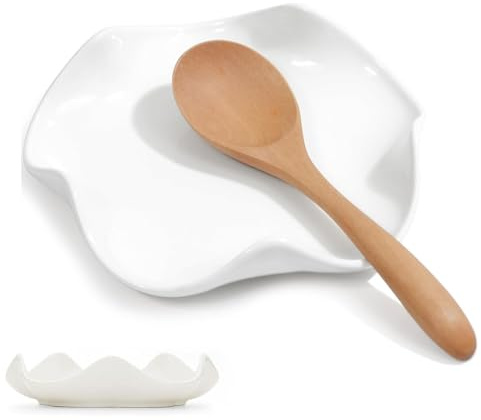 JDCMEI Repose Cuillère Cuisine en Céramique, Porte-Cuillère Rangement Porcelaine, Support de Cuillère, Support pour Ustensiles de Cuisine, Porte Cuillere Multifonction pour Louche, Spoon, Spatule