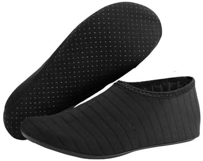 HWJFDC våtdräktsstrumpor 1 par herr dam vattenskor barfota strand pool snabbtorkande aqua yoga strumpor för surfing simning sport (svart, XL (40-41))