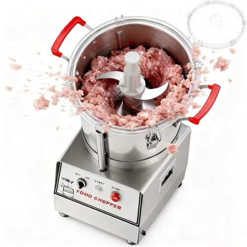 FRANREADER Robot da Cucina Professionale con capacità 5L/7L/10L/15L - Tritatutto Elettrico 1400W in Acciaio Inox 201, Multifunzione per Bar, Ristoranti e attività di Ristorazione Collettiva 5L