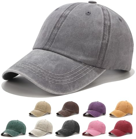 Fuantuda Unisex Baseballkappe, Retro Basecap Damen Herren, 100% Baumwolle, Verstellbar Schildmütze Vintage Basecap, Einfarbig, Geeignet für Outdoor, Sport, Reisen