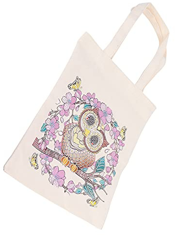 Haofy DIY Painting Shopping Bag Utsökt Rhinestones Tygväska för Heminredning och Utflykt, Stor återanvändbar Canvasväska för Familjen Kul och Förvaring (BB023)