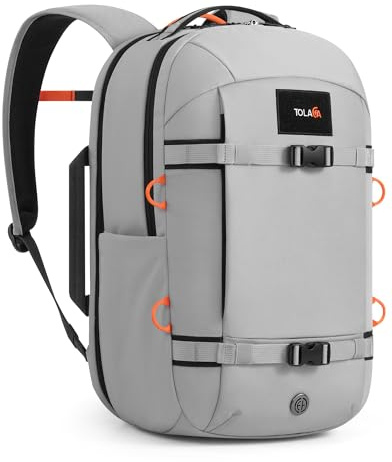 Tolaccea Ryggsäck handbagage flygplan 30 L, reseryggsäck med 15,6 tum stötsäkert vadderat laptopfack, arbetsryggsäck och dagryggsäck, LJUSGRÅ, Mittelgroße, Klassisk
