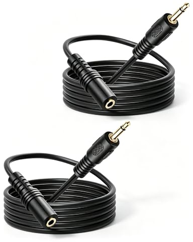 RIIEYOCA Cable Mono 3,5mm Trigger 12V, Cable Extensor Jack Mono Macho-Hembra 3,5mm, Cable Audio TS Mono 1/8, Extensor Sensor Receptor IR Infrarrojo 1,8m (Pack de 2) (Macho-Hembra)
