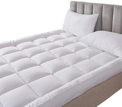 HIGH LIVING Microfibre Mattress Topper 4 Inch/10 cm Supersoft Heavy Fill Single Double King SuperKing Box Stitched and Elasticated Corner Straps (King)