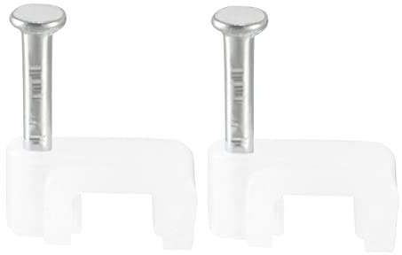 sourcing map Flachkabel-Clip, Nagel, Koaxial-Tacks, Draht-Clips, 6 mm, Weiß, 200 Stück