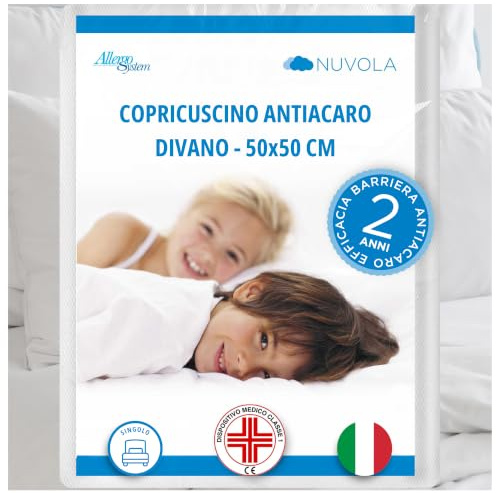 Allergosystem Federa Copricuscino Divano Antiacaro 50x50cm - Dispositivo Medico Antiacaro e Anallergico MADE IN ITALY - Linea Nuvola