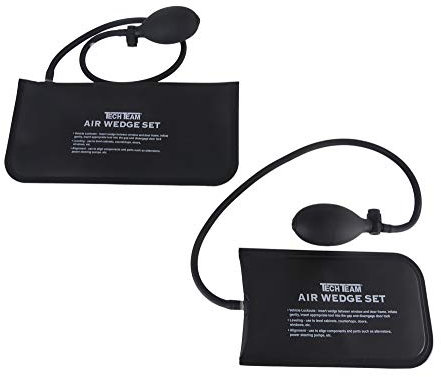 Tech Team #00755 Air Wedge and Leveling Tool Shim Set, Cabinets, Doors, and Furniture, Inflatable, Internally Reinforced, 300 lb. Capacity, Flexible Hose with Hand Pump, Set of 2