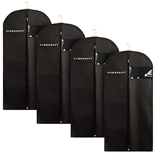Silberkraft 4 x Kleidersack, hochwertige Mottenschutzhüllen, Aufbewahrung von Anzügen, Kleidern und Hemden, Schutz vor Motten (100 cm x 60 cm)