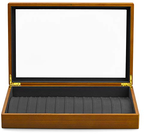 Oirlv Solid Wooden Necklace/Bracelet/Pendant Jewelry Organizer Box 13 Lattice Necklace Showcase Display Holder