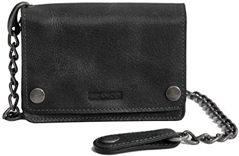 Bikergeldbörse mit Karabiner Kette von Branco - rustikale Vintage Wasserbüffelleder Herren Geldbörse Portemonnaie Brieftasche Geldbeutel (Schwarz) - präsentiert von ZMOKA®