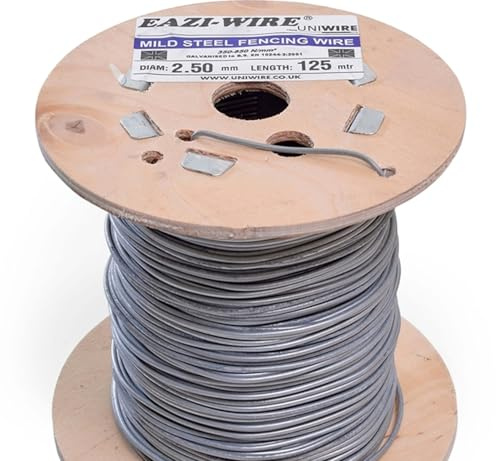 F&G Supplies 250m Roll of 2.5mm Diameter Galvanised Mild Steel Line or Straining Wire in a Handy Spool