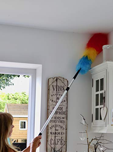 The Home Valet Company Dust Genie Static Duster - Attracts Dust, Bendable Flexible Head, Extendable Long Reach, Can Be Used Hand Held, Great For Cobweb Removing