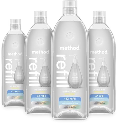 Method Gel Hand Soap Refill, Sweet Water, Recyclable Bottle, 34 oz (Pack of 4) (Packaging May Vary)