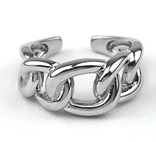 HCMA ANENJERY 925 Anelli in Argento Sterling con Catena di Blocco per Donna Uomo Anelli Geometrici Intrecciati Fatti a Mano Gioielli per Feste S-R1024