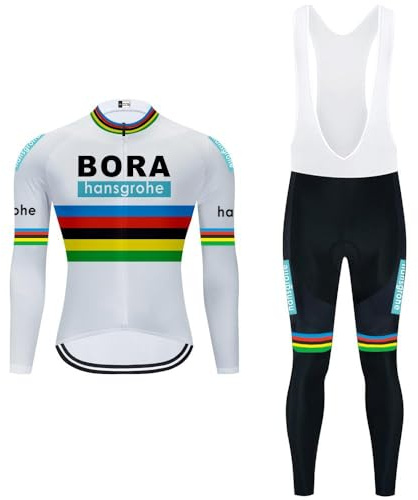 Vêtements de Cyclisme Ensemble à Manches Longues Complet de Cyclisme pour Hommes avec Rembourré Silicone 20D Coupe Vent Séchage pour VTT Cycliste Course En Plein Air