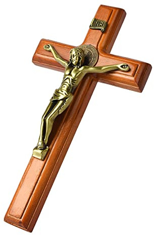 VINETEN Crucifix | Saint Benedict wall cross | Handmade Wooden Cross Wall Decor - 10 Inch