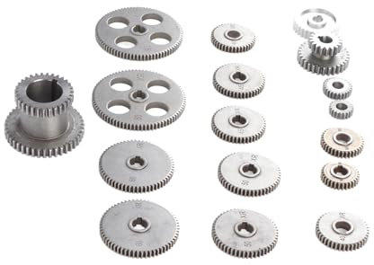 18Pcs Mini Drehmaschine Getriebe Set Zerspanungsmaschine Werkzeug Getriebe Metall Austausch Getriebe Kit mit Motor Riemenscheibe Duplex Getriebe HT250 Grauguss T80 T60 T50 T45 T40 T35 T30 T25 T20 Set