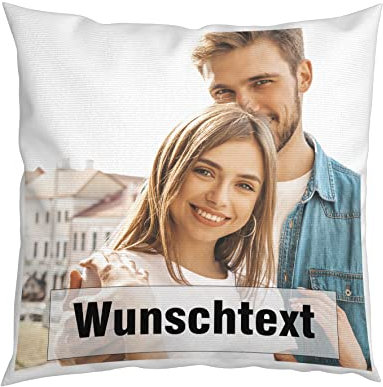 Kissen mit Foto - mit Bild - bedrucken lassen - Personalisiertes Kissen - Fotodruck - selbst gestalten - individuell - Kissen mit Füllung und Reißverschluss - 40x 40 cm - Waschbar - 1 Bild