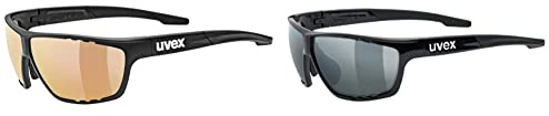 Uvex Fahrradbrille Sportbrille Sportstyle 706 CV VM black mat & sportstyle 706 - Sportbrille für Damen und Herren - verspiegelt - beschlagfreies Sichtfeld - black/silver - one size