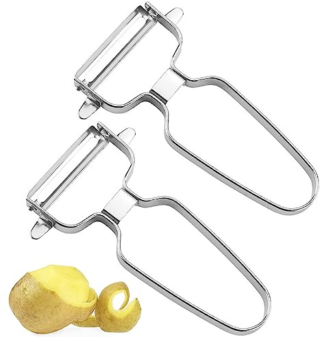 2 Pcs Stainless Steel Peeler Y-Peeler Sharp Speed Peeler Vegetable Peeler Fruit Peeler Carrot Peeler (Silver)