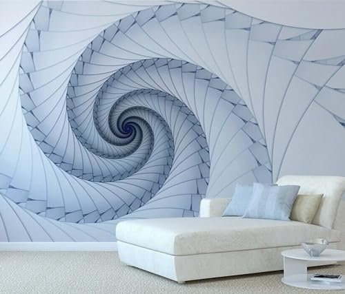 Honony Anpassen 3D-Tapeten-Wandbilder Abstraktes Spiral-Design Kindertapete Blaue Geometrie Große Tapeten Wandbilder für Wände Wohnzimmer, Schlafzimmerdekoration 350x245cm