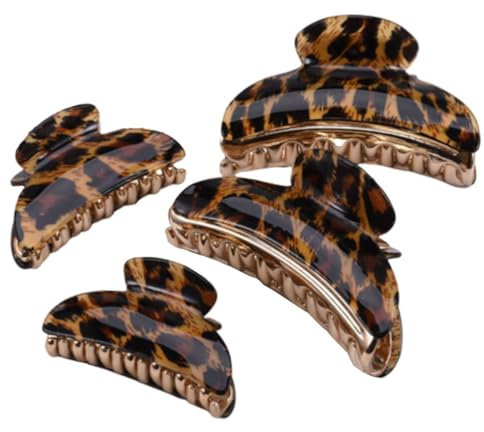 FRCOLOR 4stücke Haarspange Haarklammern Haarschmuck Für Damen Mädchen Leopardenmuster Haar-accessoire Große Haarklammer