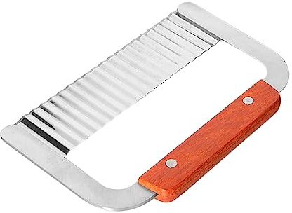 Zerodeko Edelstahl Wellenschneider Für Gemüse Und Kartoffeln Mit Holzgriff Crinkle Cutter Für Pommes Korrosionsbeständig Und Rostfrei Ergonomisch Für Kreative
