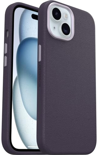 OtterBox Symmetry Cactus Leather MagSafe Hülle für iPhone 15, Lila | Stoßfest und sturzsicher, Dünne Schutzhülle, 3x getestet nach Militärstandard