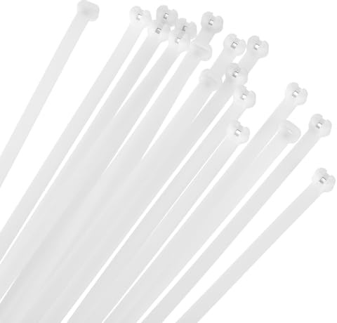 sourcing map Cable Zip Ties 300mm x 7mm, 100 Pcs Metal Tooth Self-Locking Wire Ties for Cord Management Indoor Outdoor, Tensile Strength 100 lbs, White