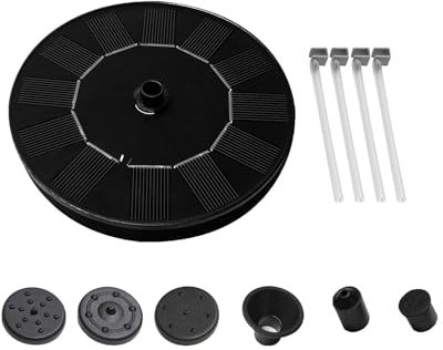 Gralara Kit de Bomba de Fuente Solar Flotante de 16cm, 180L/H para Accesorio de Estanque de jardín, Altura de pulverización de 30-50cm, 1,4 W con 4 boquillas