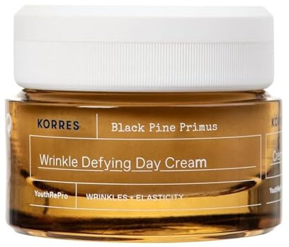 KORRES BLACK PINE PRIMUS Crema da giorno levigante con effetto antirughe, per un incarnato più sodo e luminoso, senza siliconi e parabeni, vegan, 40 ml