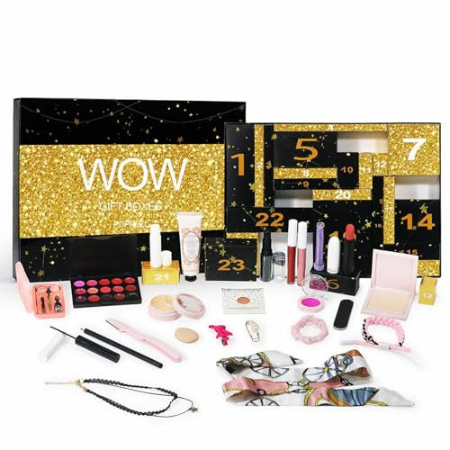 Wzxhew Advent Calendar 2024 Makeup Christmas Makeup Box For Women 24 Days Countdown Calendar Beauty Advent Calendar Xmas Gift Box Calendar For Women Full Kit (A, One Size)