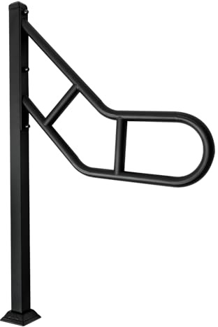 Susoso Handläufe, Treppe Hand Geländer Sicherheit Griff Bodenbefestigung Treppengeländer Tragfähigkeit 90.72kg für Terrassen 59x91.5cm Schwarz