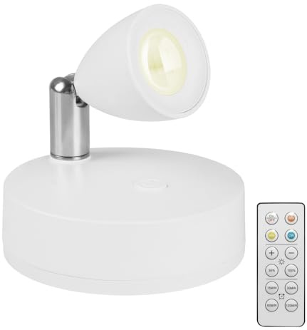 DONGKER Mini LED Batterie Spotlichter, RGB/Warmweiß Kabellos Fernbedienung Wandstrahler, Wireless Inner Bilderstrahler für Kunstwerke Malerei Statue Schrank Kunst Display Party Ambiente