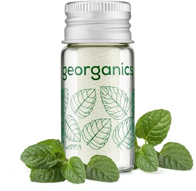 Georganics Hilo dental de menta, seda biodegradable y sin plástico | Seda sin plástico y biodegradable, sabor a menta, sin flúor, 30 m de longitud