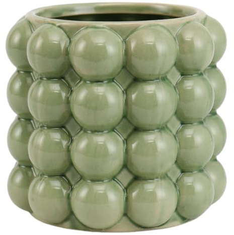 YANWE1 Bubble Vase, kleine Vase, grüne Keramikvase, kurze Vase, Keramik-Blumenvase, einzigartige Vase Wohndekoration, dekorative Vase für Blumen, Wohnzimmer, Schlafzimmer, Büro, Regal, Couchtisch
