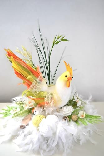 Generisch Osterkranz Ostergesteck Tischkranz Federn Hahn Kunstblumen Deko Ostern