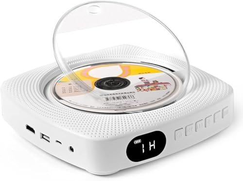 Cd Player Portable With Bluetooth, Wall Mount And Desk Cd Player, Built-in Hifi Speakers, With Lcd Display And Mp3 Headphone Aux Jack, Support Cd/mp3/wma, White