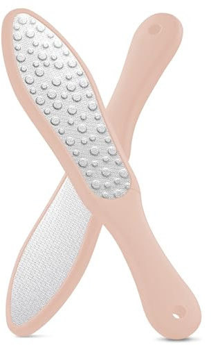 Teouuas Hornhautentferner, Effektiv hornhautfeile, Doppelseitig Edelstahl Fußfeile, Premium Foot File, Hornhautfeile Fuss for Fußpflege, Pediküre, Nass, Trocken Verwendbar (rosa)