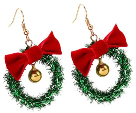 Healvian Boucles Oreilles De Noël Couronne Clochettes Pour Femme Style Européen Et Américain Facile à Porter