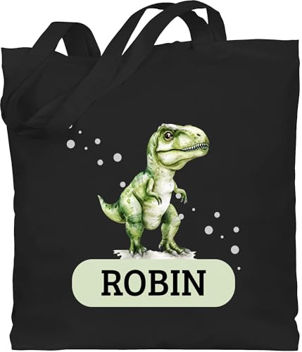Geschenk mit Namen personalisiert by Shirtracer - Baumwolltasche - Dino mit Name personalisiert I T Rex Geschenk Dinosaurier I Dinogeschenk