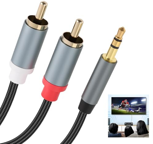 CeoxThao RCA JACK 3.5 mm to 2 RCA Male Stereo Audio Cable - Bi-Directional Audio Connection, Jack to Left and Right Phono Plugs, Rca to 3.5mm Cable Phono Mini Jack Stereo Lead - 2M Nylon Cable