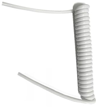 ZONSHJDKR Cavo a Spirale Retrattile Cavo a Spirale telescopico da 2 Pezzi a 3 conduttori 15AWG, Lunghezza a 0,5 Metri, Cavo di Alimentazione a Molla, con in Rame Puro, Filo a, Estensione a(White)