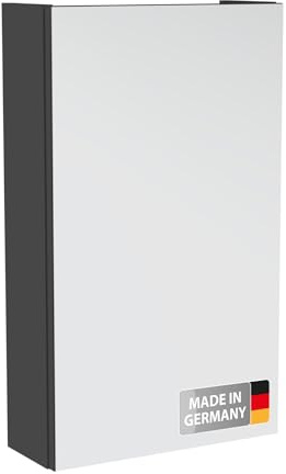 Fackelmann Easy Spiegelschrank in Anthrazit – 40 cm Breite, 1 Einlegeboden, Moderner Badezimmerschrank mit praktischem Stauraum, Made in Germany