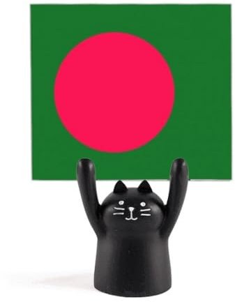 Bangladesh National Flag Asia Country Memo Holder Cartoon Black Cat Stand Decoration