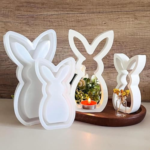 WIKIMO 2 Stück Silikonformen Gießformen Ostern Hase Gips Zum Gießen Gießformen Silikonform frühling für Kerzenhalter, Osterdeko Handwerk, Ornament