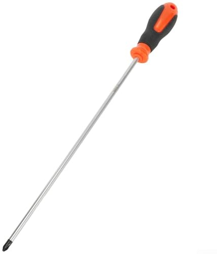 Qualoramall 30 cm (12 tum) extra lång slitsad och korsskruvmejselsats, kromvanadin legerat stålskaft med magnetisk spets, ergonomiskt gummihandtag, för svåråtkomlig Ar(korsskruvmejsel)